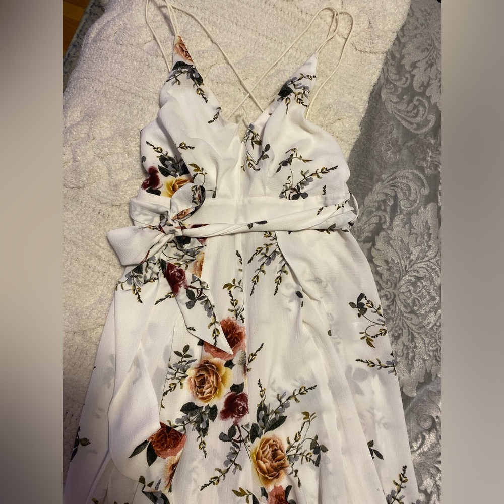 Floral Open Back Flared Jumpsuit | M